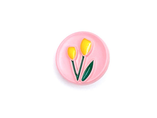 Knopf "Tulpe" 1,7cm Rosa Gelb