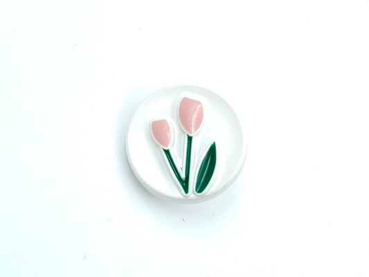 Knopf "Tulpe" 1,7cm Weiß Rosa
