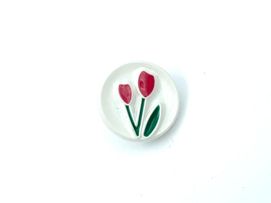 Knopf "Tulpe" 1,7cm Weiß Rot