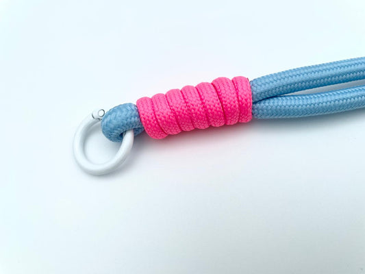 Kordel mit Karabinern 33cm Hellblau Neonpink