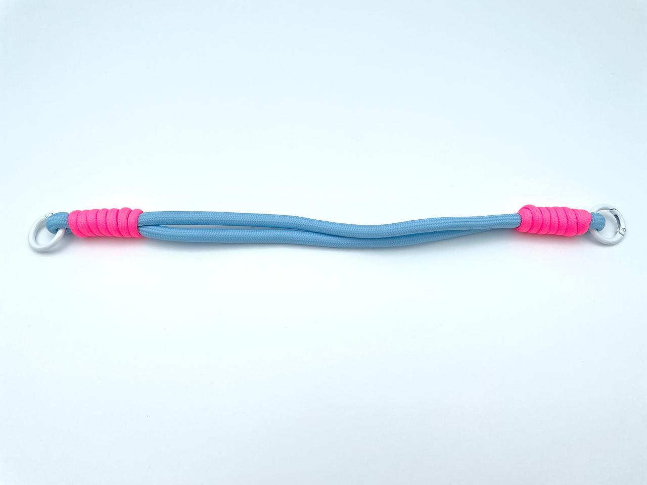 Kordel mit Karabinern 33cm Hellblau Neonpink
