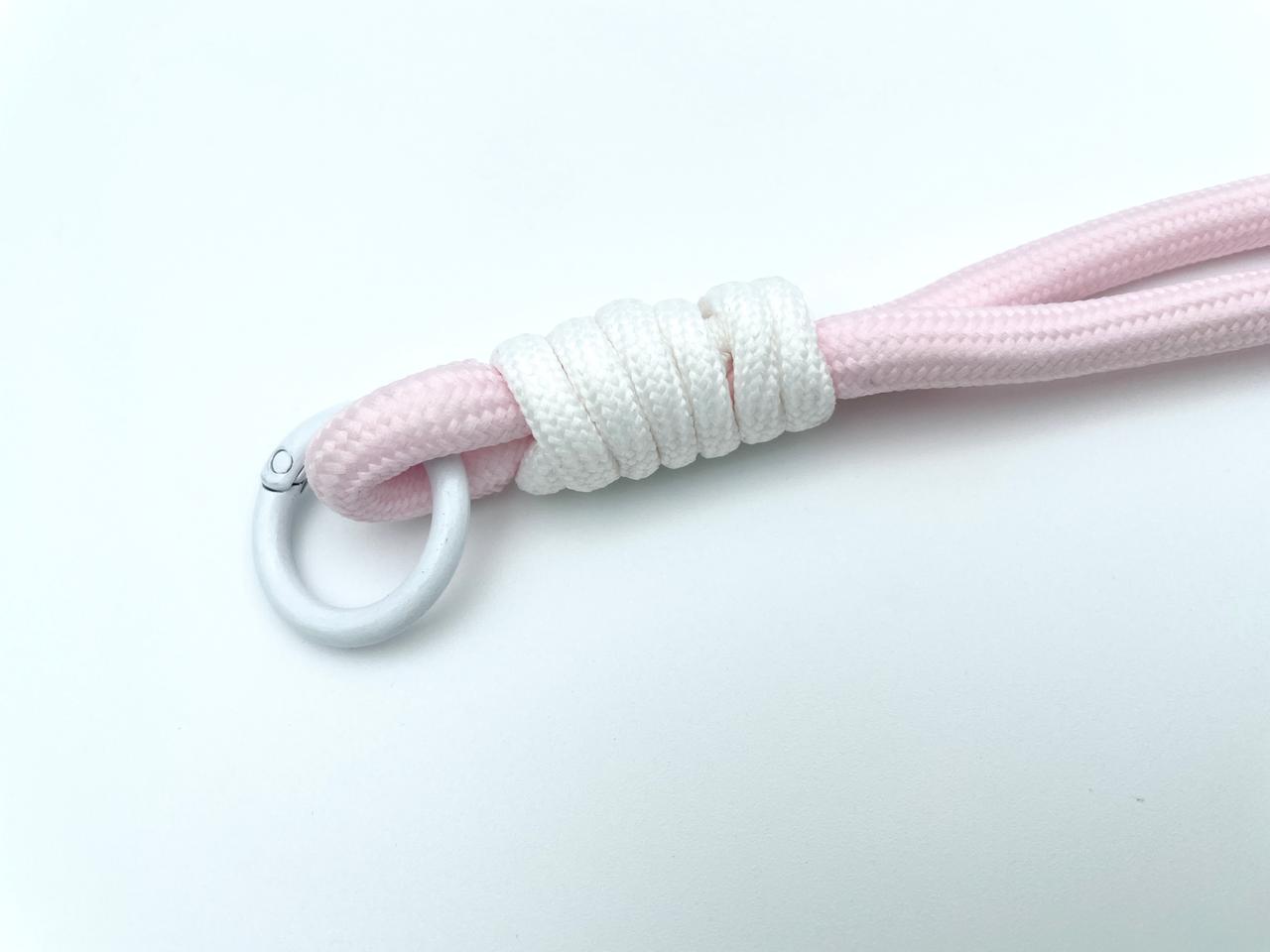 Kordel mit Karabinern 33cm Rosa Weiß