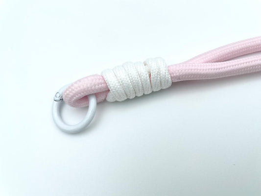 Kordel mit Karabinern 33cm Rosa Weiß