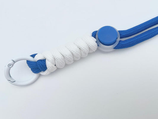 Kordel mit Karabinern 128cm Blau Weiß
