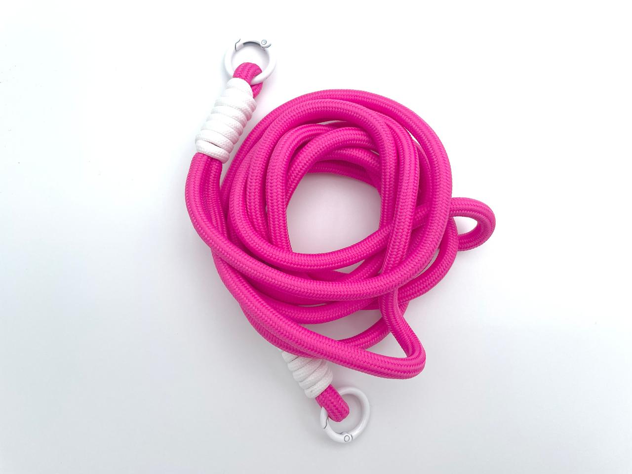Kordel mit Karabinern 128cm Pink Weiß