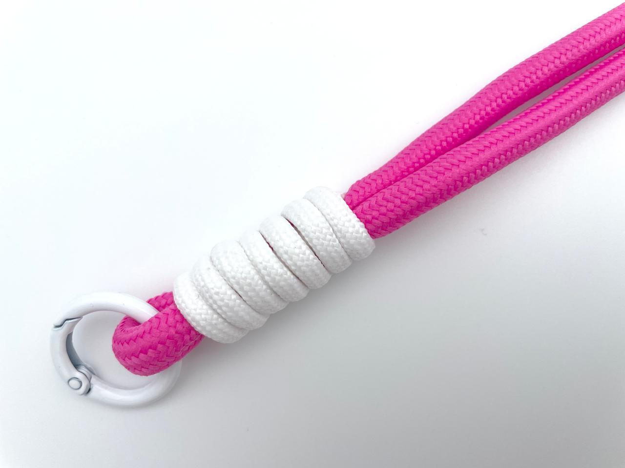 Kordel mit Karabinern 128cm Pink Weiß