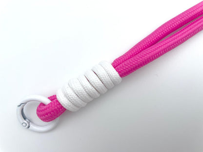 Kordel mit Karabinern 128cm Pink Weiß
