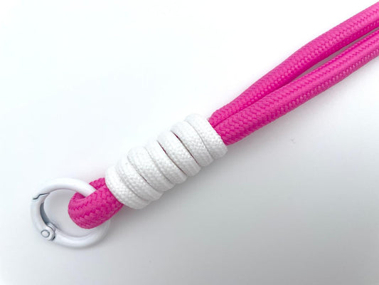 Kordel mit Karabinern 128cm Pink Weiß