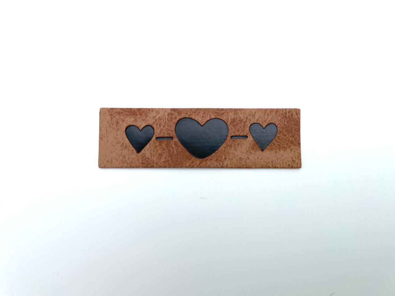 Kunstleder Label "drei Herzen"