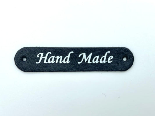 Kunstleder Label "Hand Made" Schwarz