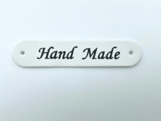 Kunstleder Label "Hand Made" Weiß