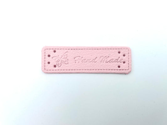 Kunstleder Label "Hand Made" Pastell Rosa
