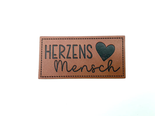 Kunstleder Label "Herzens Mensch"