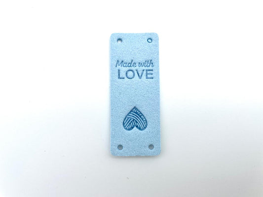 Kunstleder Label "Made with Love" Hellblau