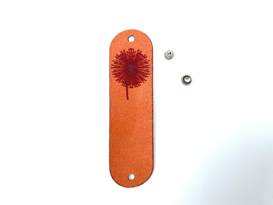 Kunstleder Label zum Knicken "Pusteblume" Orange
