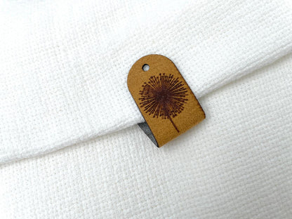 Kunstleder Label zum Knicken "Pusteblume" Senfgelb