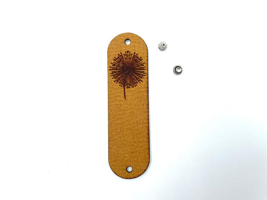 Kunstleder Label zum Knicken "Pusteblume" Senfgelb