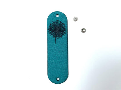 Kunstleder Label zum Knicken "Pusteblume" Aqua