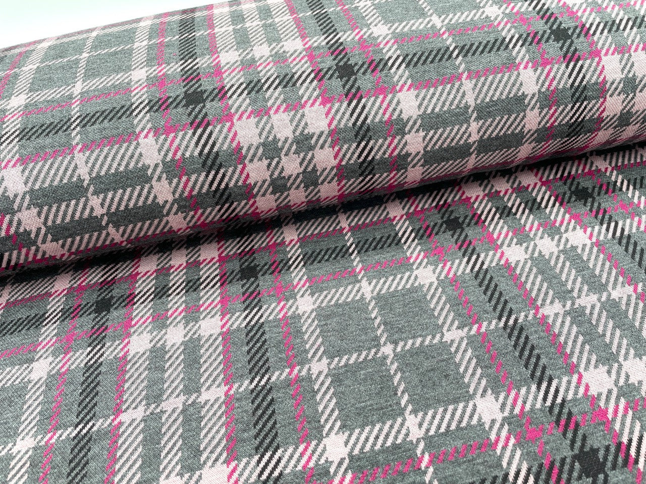 Kuschel Jacquard Kariert Rosa Grau
