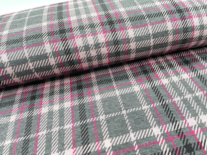 Kuschel Jacquard Kariert Rosa Grau