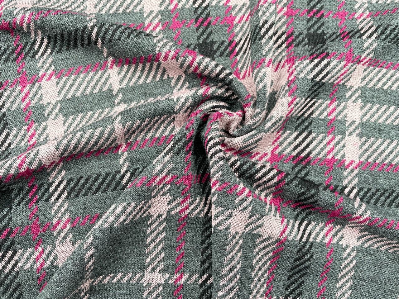 Kuschel Jacquard Kariert Rosa Grau