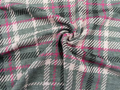 Kuschel Jacquard Kariert Rosa Grau