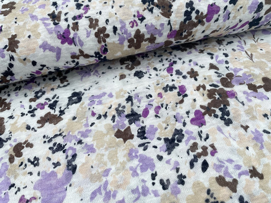 Leichter Viskose Sommerstrick "Little Flowers" Flieder