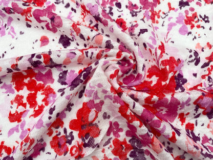 Leichter Viskose Sommerstrick "Little Flowers" Pink