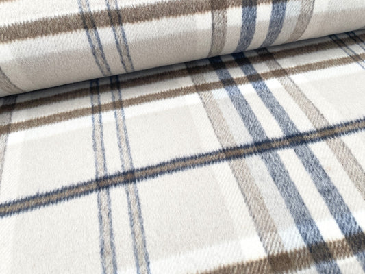 Mantel Wollstoff große Karos Beige