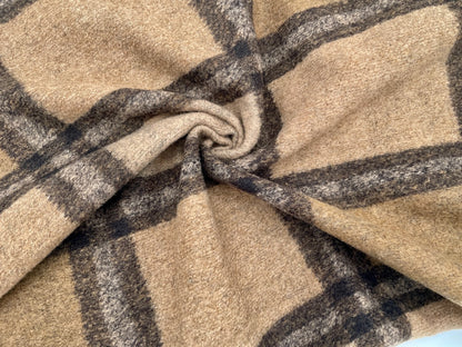 Mantelstoff große Karos Braun Reststück 60cm x 150cm