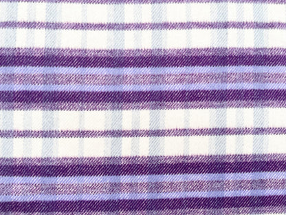 Mantel Wollstoff große Karos Lila Wollweiß