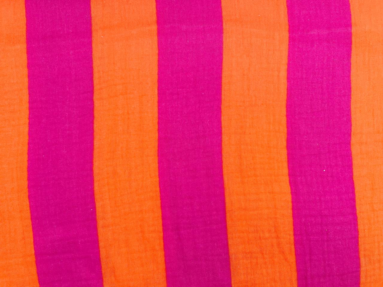 Musselin "Breite Streifen" Pink Orange
