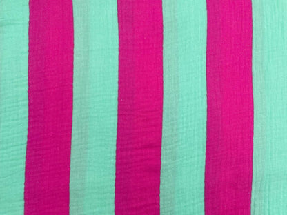 Musselin "Breite Streifen" Pink / Mint