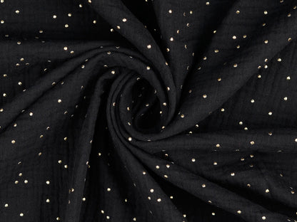 Musselin "Gold Dots" Schwarz