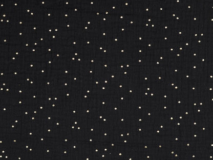Musselin "Gold Dots" Schwarz