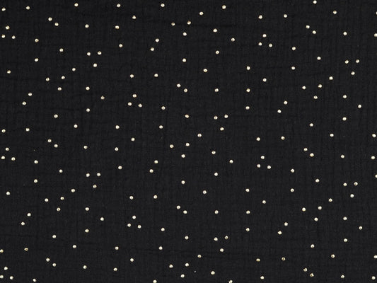 Musselin "Gold Dots" Schwarz