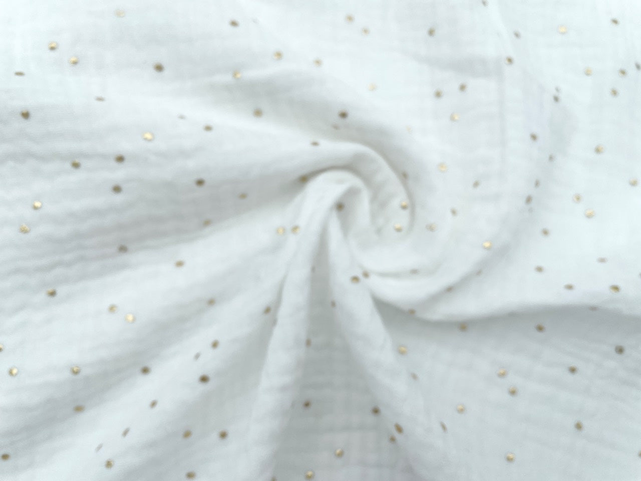 Musselin "Gold Dots" Creme Weiß
