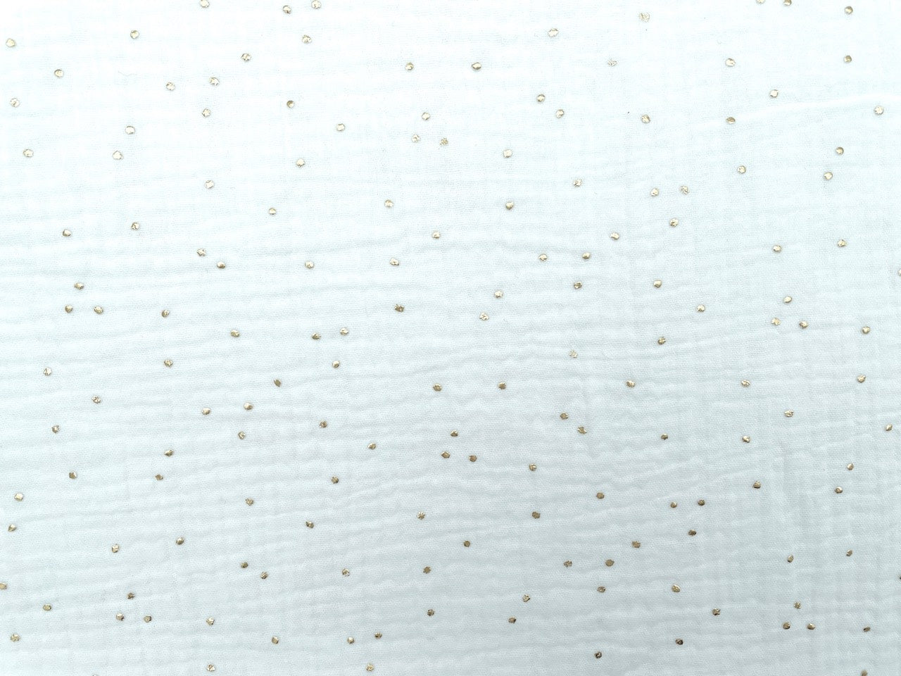 Musselin "Gold Dots" Creme Weiß