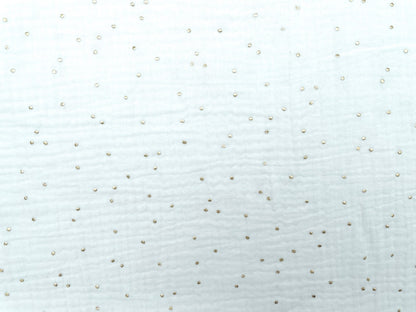 Musselin "Gold Dots" Creme Weiß