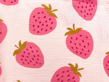 Musselin "große Erdbeeren" Rosa
