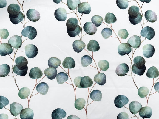 Premium Baumwolle "Eukalyptus Zweige" Reststück 85cm x 145cm