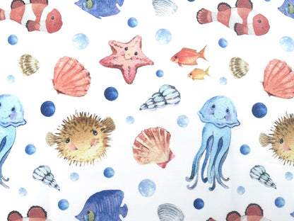 Premium Baumwolle "Sea Life" Reststück 55cm x 145cm