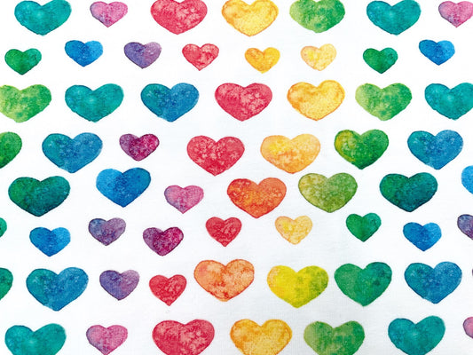 Premium French Terry Digitaldruck "Regenbogen Herz"