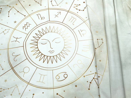Premium Jersey Panel "Sonnenuhr" Vintage Beige 95cm x 160cm