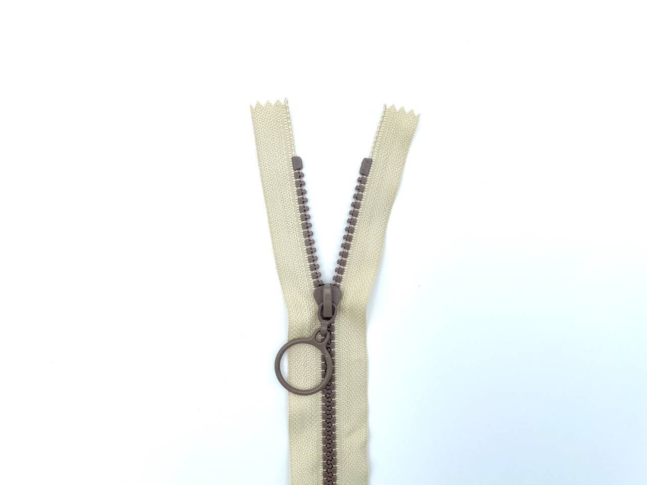 Reißverschluss mit Ringzipper 25cm Beige Braun