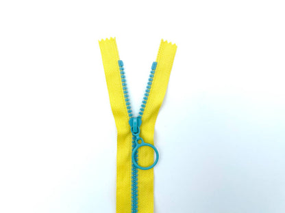 Reißverschluss mit Ringzipper 25cm Gelb Blau