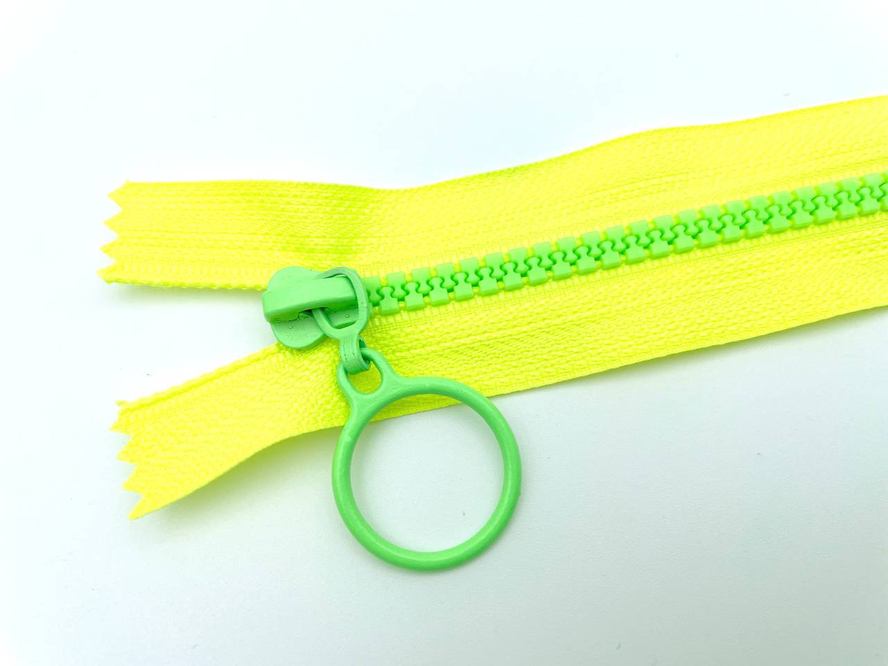 Reißverschluss mit Ringzipper 25cm Neongelb Neongrün