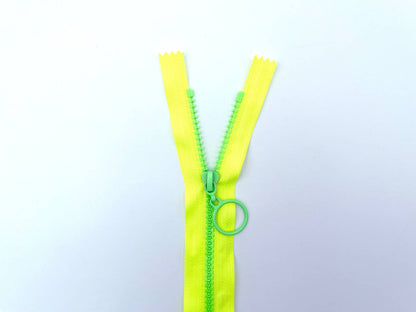 Reißverschluss mit Ringzipper 25cm Neongelb Neongrün