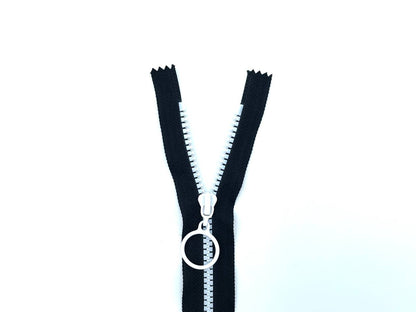 Reißverschluss mit Ringzipper 25cm Schwarz Weiß