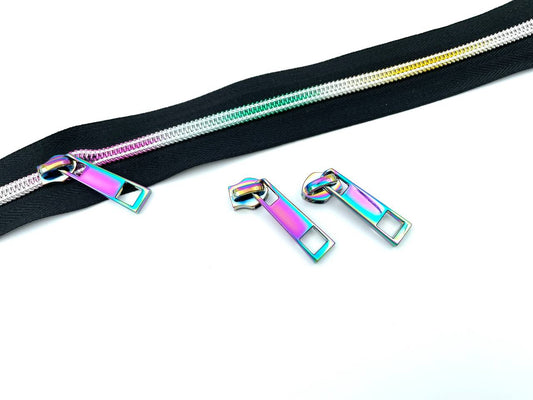 1 Meter Reißverschluss Schwarz Multicolor